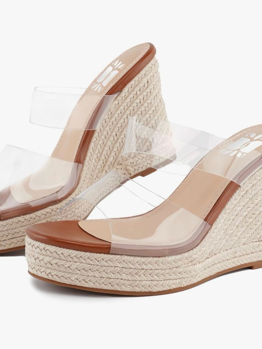 Amazon Clear Strap Espadrille Wedge Sandals - Tan/Transparent